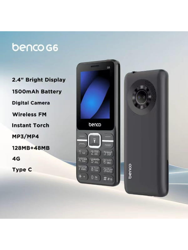 Benco G6 - Camera phone|4G|2.4" Display|1500 mAh Battery|Type C Charging|Bluetooth|Black - Image 2